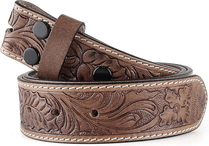 F&L CLASSIC Western Belt without buckle for men – Full Grain Leather Cowboy Belts for jeans - One Piece Leather strap belt