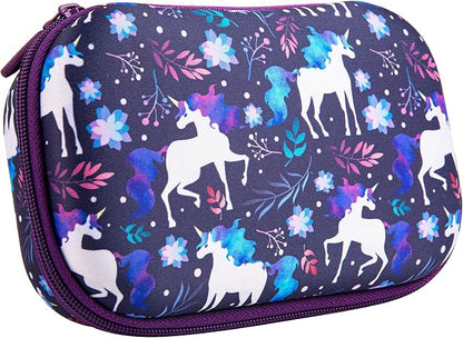 ZIPIT Unicorn Pencil Case for Girls, Cute Pencil Box for School, Large Capacity Stationery Organizer Box ,Blue