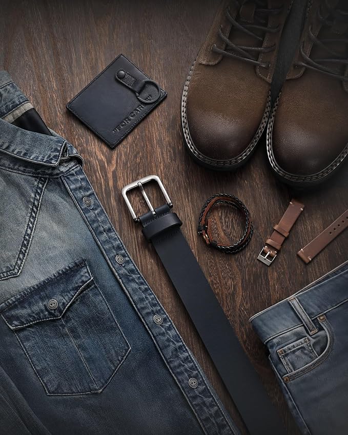 CHAOREN Full Grain Leather Belt for Men, Work Belts for Men Heavy Duty, Daily Wear for Jeans Pants