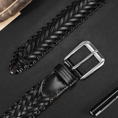 Braided Leather Belt for Men Adjustable Woven Golf Belt for Causal Shorts Pants Jeans 1.4'' Width