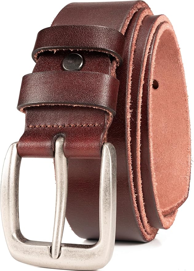 WOLFANT Leather Belt for Men,100% Italian Full Grain Real Solid Leather