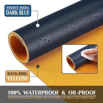 K KNODEL Large Office Leather Desk Mat, Mouse and Keyboard Pad, Computer and Laptop Mat, Desktop Protector and Cover, Writing Pad and Blotter (47.2"x17", Dark Blue)
