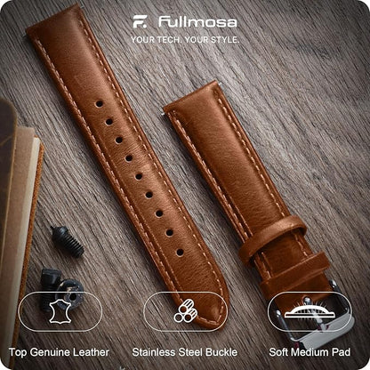 Fullmosa Watch Band, Quick Release Leather Watch Strap for Men Women, Replacement Bands Width 12mm 14mm 16mm 18mm 19mm 20mm 21mm 22mm 24mm