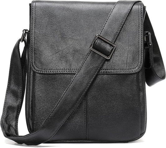 Genuine Leather Messenger Bags Mens Shoulder Crossbody purse Work Business Vintage lager Capacity