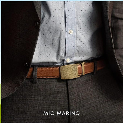 Marino Avenue Ratchet Belt for Men. Adjustable Leather Dress Belt with 38 Easy to Click Into Place Ratchet Closures.