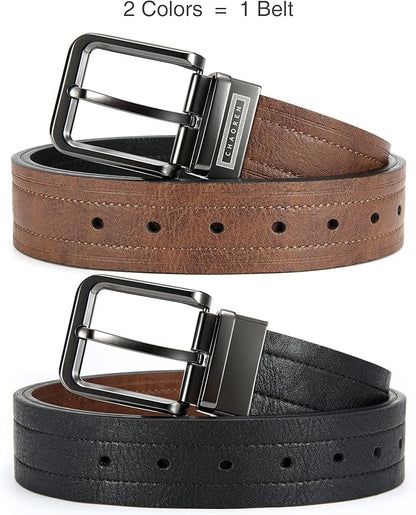 CHAOREN Reversible Belt Men 1 Piece - 1.25" Leather Dress Belt - Trim to Fit for Elegant Style