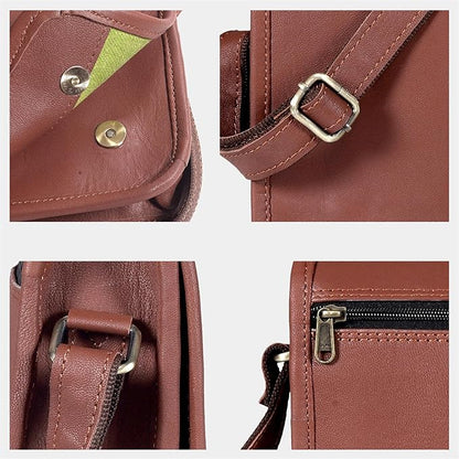Leather Satchel Chic Crossbody Shoulder Sleek Sling Bag Genuine Leather iPad/Tablet Vintage Tan Brown 9 inch Messenger Bag For 9 inch iPad Pro for Women Men Gift by Cureo