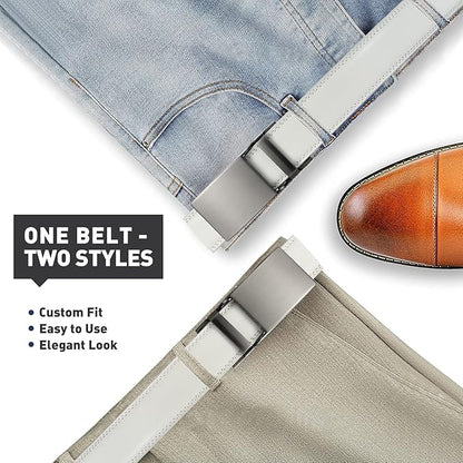 Men's Belt, Leather Ratchet Belt For Men's Dress 3.0cm,1 1/8" Size Adjusted Automatic Buckle