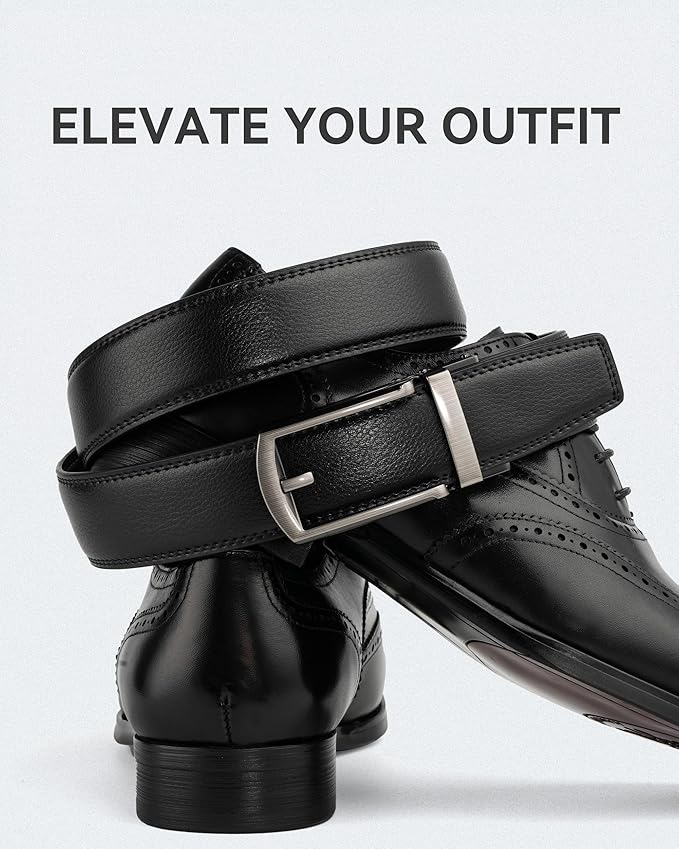 MILORDE Men's Leather Ratchet Belt - 35mm - Customizable Fit