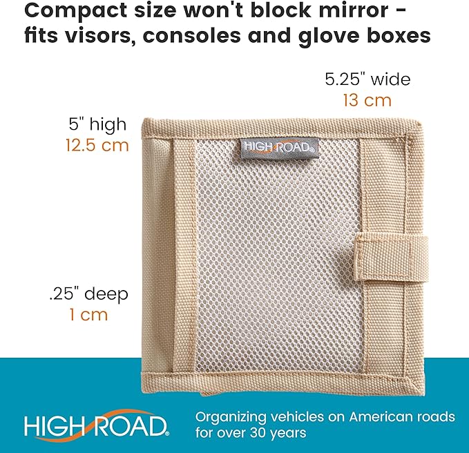 High Road Car Registration and Insurance Card Holder for Sun Visor, Glove Box or Console with 2 Clear Hidden Car Document Pockets and Front Card Pocket