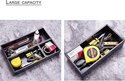 Bamboo Drawer Organizer Box for Office Home Black Orgnizer Boxes Office Organizer Boxes, Black 12"*4"