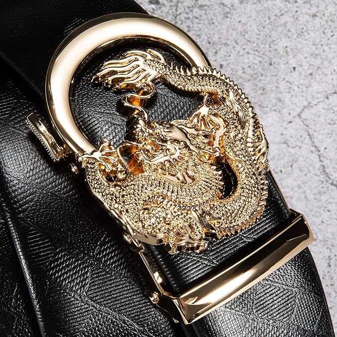 Barry.Wang Mens Belts Leather Ratchet Automatic Buckle Slide Click 1 3/8" Designer Dress Fashion Classic Casual Work Business