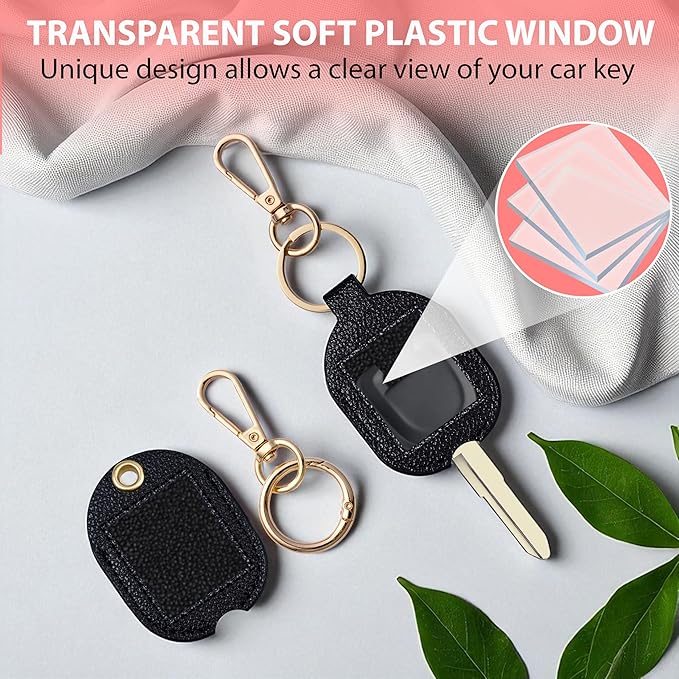 Leather Car Key Fob Cover Sleeve Holder for Broken Keys – Smart Remote Protector Case with Keychain for Men & Women