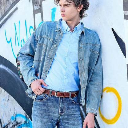 VATAN Men's Full Grain Leather Casual Every Day Jeans Belts, Handmade Men Leather Belt with Gift Box
