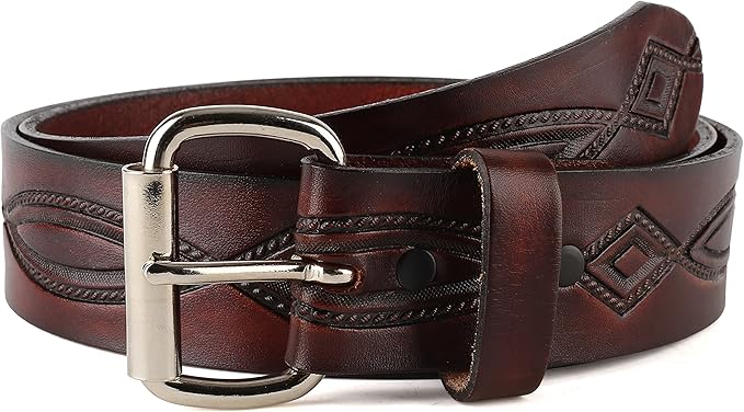 F&L CLASSIC Men's full Grain Vintage Distressed leather Belt,easy to change Roller buckle,1.5" Wide,USA,