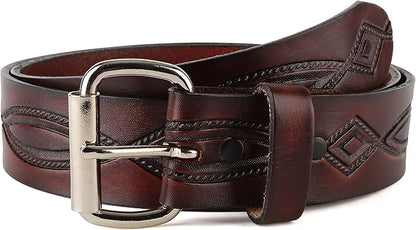 F&L CLASSIC Men's full Grain Vintage Distressed leather Belt,easy to change Roller buckle,1.5" Wide,USA,