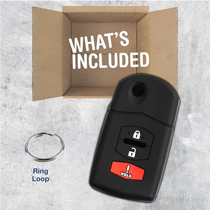 KeyGuardz Keyless Remote Car Flip Key Fob Outer Shell Cover Soft Rubber Case for Mazda CX-5 CX-7 CX-9 MX-5 MPV RX-8