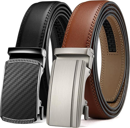 CHAOREN Mens Dress Belt Leather 2 Pack - Mens Ratchet Belt for Dress Shirt and Pants Every Occasion (32mm)