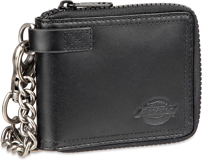 Dickies Men's RFID Everyday Leather Bifold Chain Wallet Black