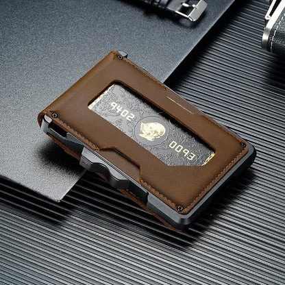 furid Genuine Leather Wallet for Men: Slim RFID Minimalist Wallets with Money Clip - Smart Pop Up Credit Card Holder for Front Pocket - Gifts for Husband Father on Birthday Anniversary