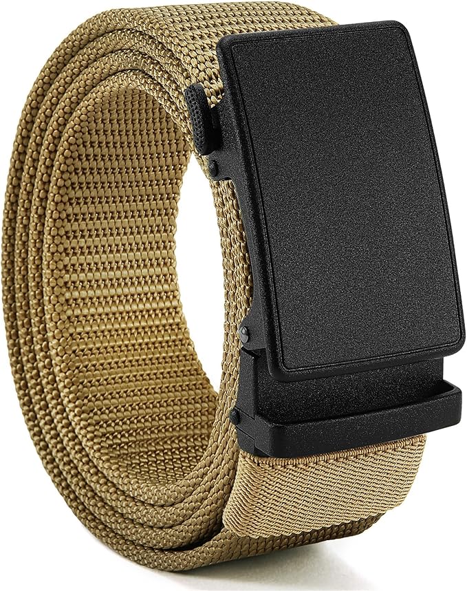 CHAOREN Nylon Ratchet Belts for Men - Adjustable Casual Work Belt with Slide Buckle - Trim to Fit