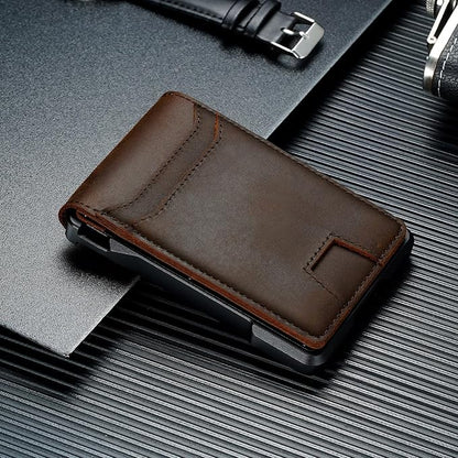 furid Genuine Leather Wallet for Men: Slim RFID Minimalist Wallets with Money Clip - Smart Pop Up Credit Card Holder for Front Pocket - Gifts for Husband Father on Birthday Anniversary