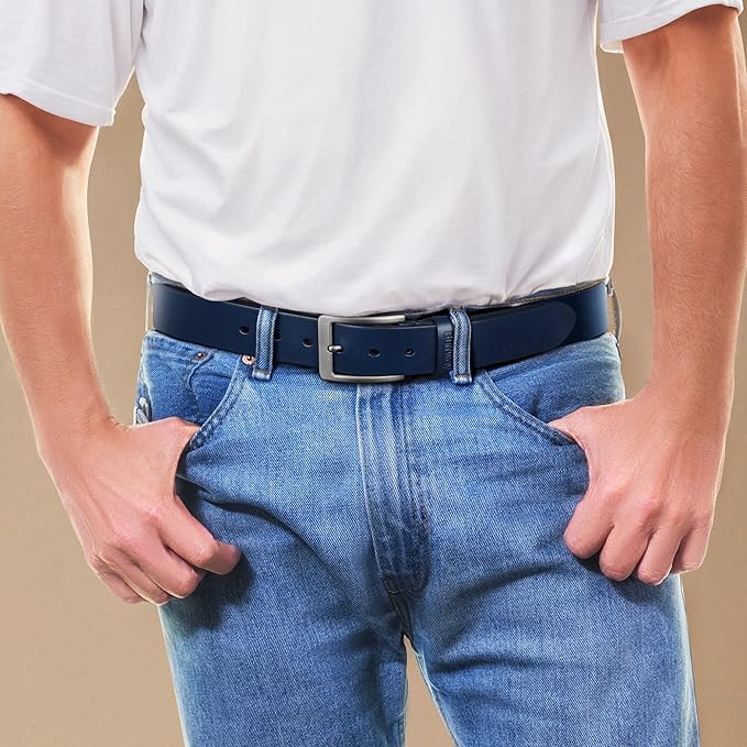 Buffway Men’s Full Grain Leather Belt – Solid One-Piece Leather, 1.5” Wide for Jeans & Business Casual, Gift Box Included