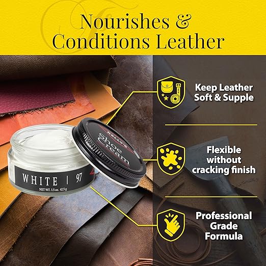 Kelly's White Shoe Polish 1.5 oz - Professional Leather Shoe Cream
