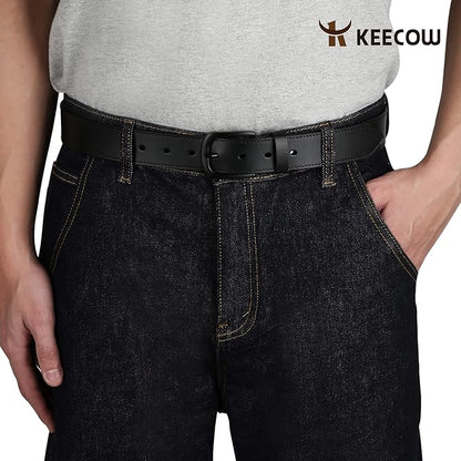 KEECOW Men's 100% Italian Cow Leather Belt Men With Anti-Scratch Buckle,Packed in a Box