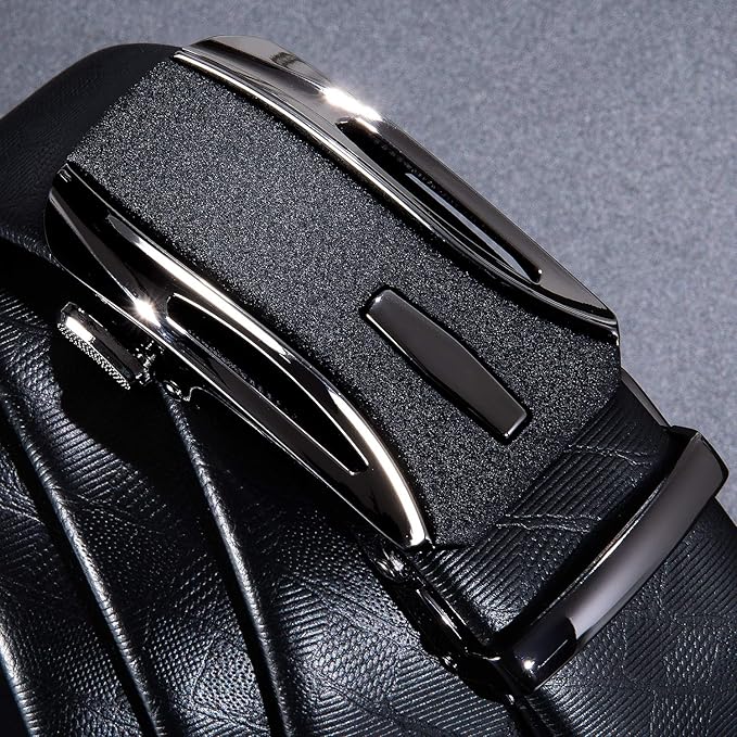 Dubulle Designer Mens Belts, Sliding Automatic Buckle Ratchet Dress Belt TOP Genuine Leather Strap Gifts