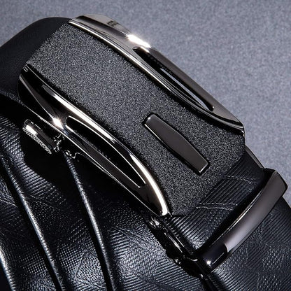 Dubulle Designer Mens Belts, Sliding Automatic Buckle Ratchet Dress Belt TOP Genuine Leather Strap Gifts