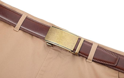 Lingli Men's Belt,Ratchet Dress Belt with Automatic Buckle Brown/Black-Trim to Fit-35mm wide