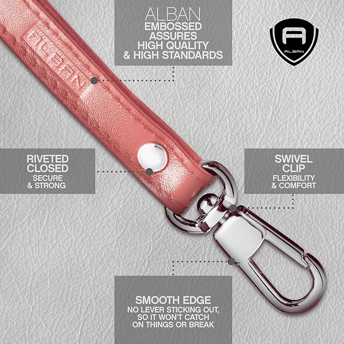 Alban Leather Wrist Strap for Wallet, Clutch, Keys, Wristlet Purse, Keychain for Women and Men