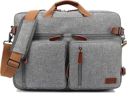 CoolBELL Convertible Backpack Messenger Shoulder bag Laptop Case Handbag Business Briefcase Multi-functional Travel Rucksack Fits 15.6 Inch Laptop For Men/Women (Grey)