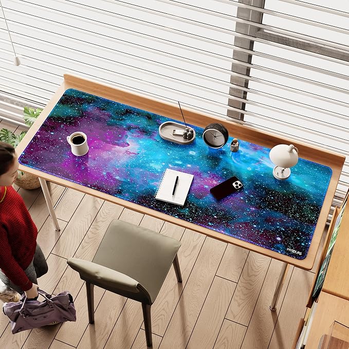 Mydours 63 x 24 inches Gaming Mouse Pad, Extra Large XXL Full Desk Pad, Smooth Fabric & Non-Slip Rubber Mouse Mat, Extended Desk Mat for Gaming, Office and Working (Universe)
