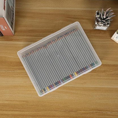 BTSKY Clear Plastic Storage Box with Flap Lid, Multipurpose Craft Organizers and Storage Box Art Supply Storage Organizer Plastic Sewing Box for Beads Pencils Notebooks, 6 Pack Medium