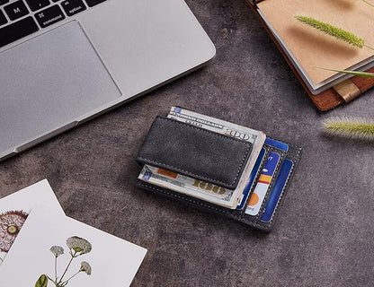 Toughergun Slim Wallet for Men RFID Blocking Money Clip, Minimalist Front Pocket Credit Card Holder, Magnetic Thin Mens Wallets with ID Window