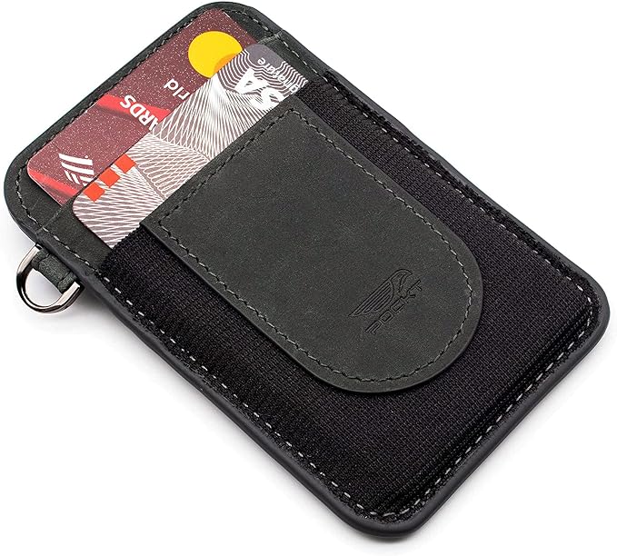 POCKT Card Holder Wallet For Men and Women - Slim Minimalist Front Pocket Wallet Elastic Credit Card Holder Genuine Leather RFID Blocking Card Case Wallets