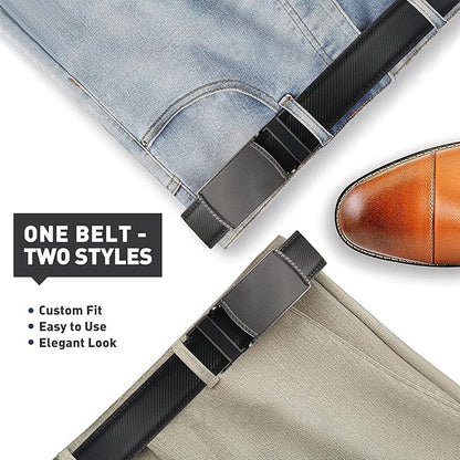 Men's Belt, Leather Ratchet Belt For Men's Dress 3.0cm,1 1/8" Size Adjusted Automatic Buckle