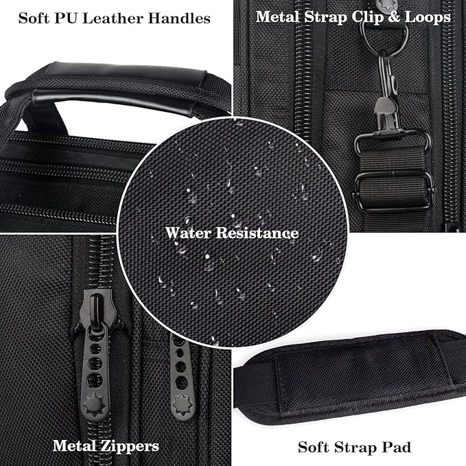 Ytonet Gaming Laptop Briefcase 18 Inch, Expandable Extra Large Case for Computer, Water Resistant Bag for Men With Luggage Strap, Work Travel Carrying Case, Black