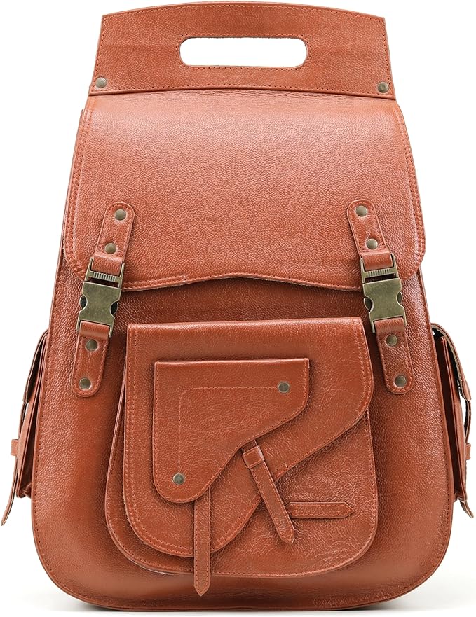 Handmade World Full Grain Leather Backpack for Men – Business Computer Backpack Fits Upto 17” Laptop, Office Work Travel Bag