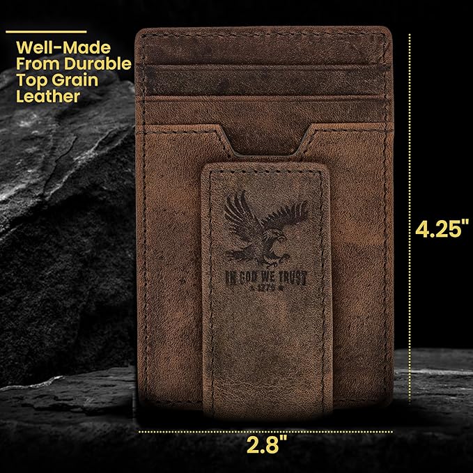 BULL GUARD Magnetic Money Clip Men's Wallet Crafted from Genuine Leather, Slim Front Pocket Minimalist Card Case RFID Secure | Magnetic Money Clip, Slim, Front Pocket, Minimalist, Card Case