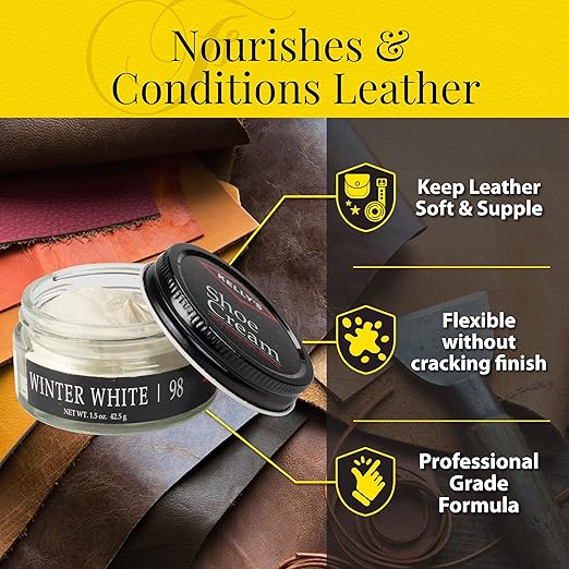 Kelly's Winter White Shoe Polish 1.5 oz - Professional Leather Shoe Cream