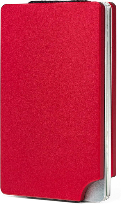 Slim Wallet for Men,RFID Blocking Minimalist Metal Wallet, Money Clip/Cash Holder, Front Pocket Aluminum Credit Card Holder, Ideal Gift for Men,Matt Red