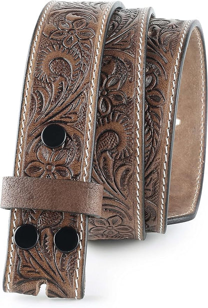 F&L CLASSIC Western Belt without buckle for men – Full Grain Leather Cowboy Belts for jeans - One Piece Leather strap belt