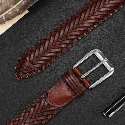 Braided Leather Belt for Men Adjustable Woven Golf Belt for Causal Shorts Pants Jeans 1.4'' Width