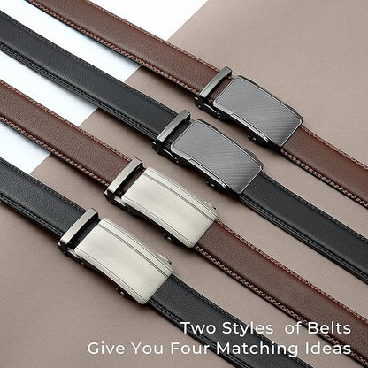 CHAOREN Mens Dress Belt Leather 2 Pack - Mens Ratchet Belt for Dress Shirt and Pants Every Occasion (32mm)