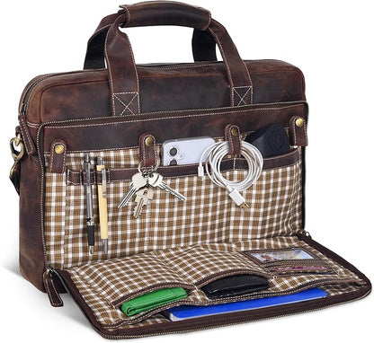 Oak Leathers Leather Messenger Bag for Men and Women - Laptop Briefcase Bag For College, Office, Adjustable Shoulder Strap