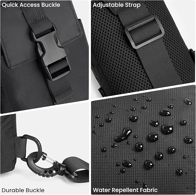 G4Free Waterproof Mini Crossbody Sling Bag, Small Chest Fanny Pack for Men, Lightweight Travel Sports Purse (Black)
