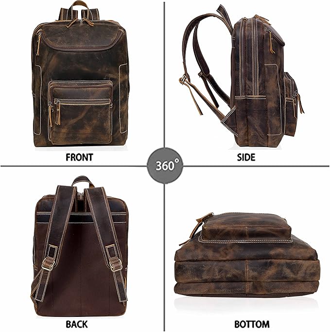 Vintage Leather Backpack For Men 16" Laptop Bag Large Capacity Business Travel Hiking Shoulder Daypacks Business Office Brown (Laptop Backpack 1)